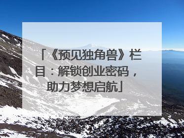《预见独角兽》栏目：解锁创业密码，助力梦想启航