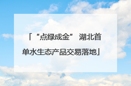 “点绿成金” 湖北首单水生态产品交易落地