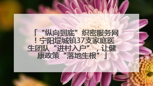 “纵向到底”织密服务网！宁阳堽城镇37支家庭医生团队“进村入户”，让健康政策“落地生根”