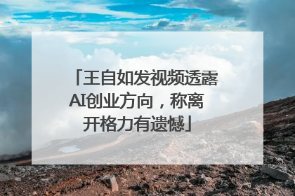 王自如发视频透露AI创业方向，称离开格力有遗憾