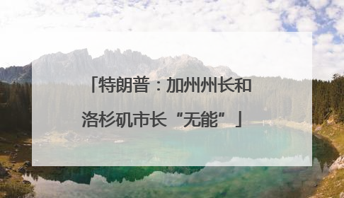 特朗普：加州州长和洛杉矶市长“无能”