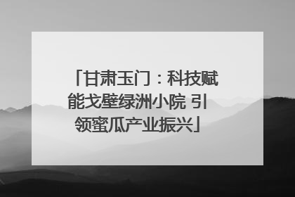甘肃玉门：科技赋能戈壁绿洲小院 引领蜜瓜产业振兴