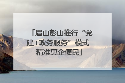 眉山彭山推行“党建+政务服务”模式 精准惠企便民