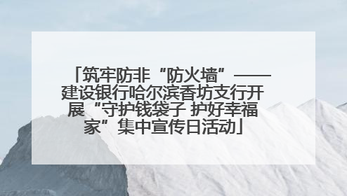 筑牢防非“防火墙”——建设银行哈尔滨香坊支行开展“守护钱袋子 护好幸福家”集中宣传日活动