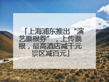 上海浦东推出“演艺票根券”，上传票根，最高酒店减千元景区减百元