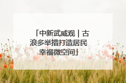 中新武威观｜古浪多举措打造居民幸福微空间