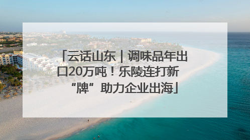 云话山东｜调味品年出口20万吨！乐陵连打新“牌”助力企业出海