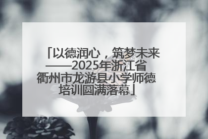 以德润心，筑梦未来——2025年浙江省衢州市龙游县小学师德培训圆满落幕