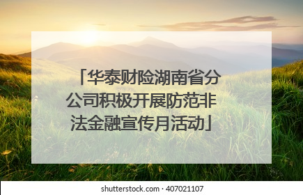 华泰财险湖南省分公司积极开展防范非法金融宣传月活动