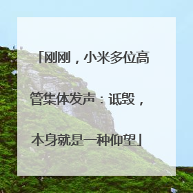 刚刚，小米多位高管集体发声：诋毁，本身就是一种仰望