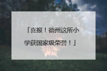 喜报！德州这所小学获国家级荣誉！