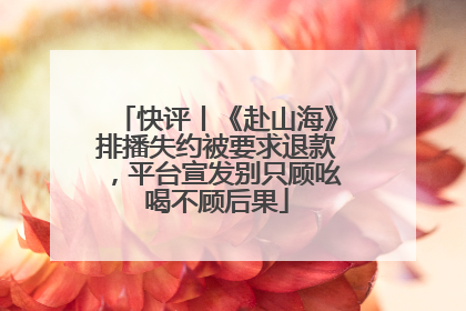 快评丨《赴山海》排播失约被要求退款，平台宣发别只顾吆喝不顾后果
