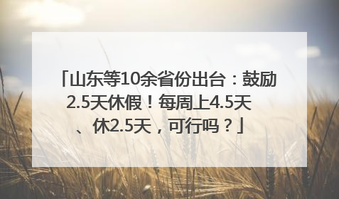 山东等10余省份出台：鼓励2.5天休假！每周上4.5天、休2.5天，可行吗？