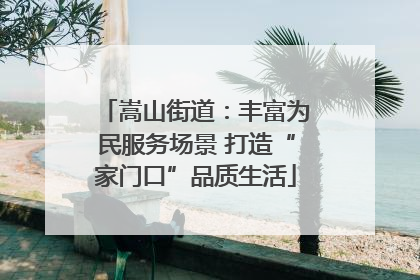 嵩山街道：丰富为民服务场景 打造“家门口”品质生活