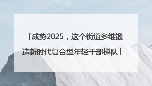 成势2025，这个街道多维锻造新时代复合型年轻干部梯队