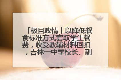 极目政情丨以降低餐食标准方式套取学生餐费，收受教辅材料回扣，吉林一中学校长、副校长均被“双开”