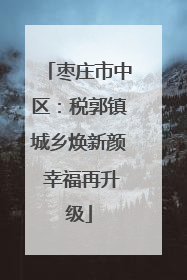 枣庄市中区：税郭镇城乡焕新颜 幸福再升级