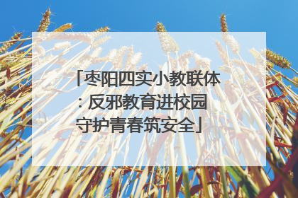 枣阳四实小教联体：反邪教育进校园 守护青春筑安全