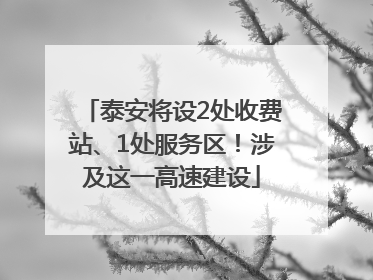 泰安将设2处收费站、1处服务区！涉及这一高速建设