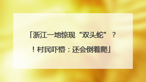 浙江一地惊现“双头蛇”？！村民吓懵：还会倒着爬
