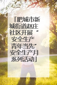 肥城市新城街道赵庄社区开展“安全生产 青年当先”安全生产月系列活动