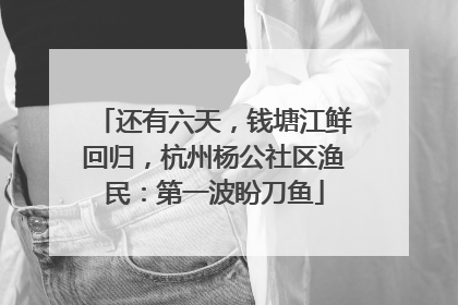 还有六天，钱塘江鲜回归，杭州杨公社区渔民：第一波盼刀鱼