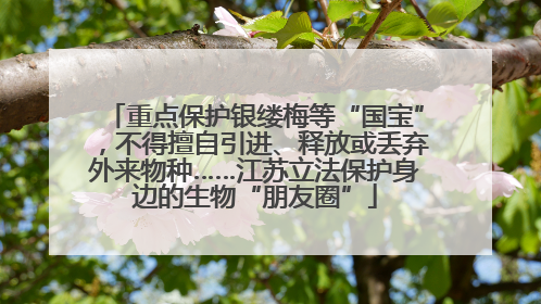重点保护银缕梅等“国宝”，不得擅自引进、释放或丢弃外来物种……江苏立法保护身边的生物“朋友圈”