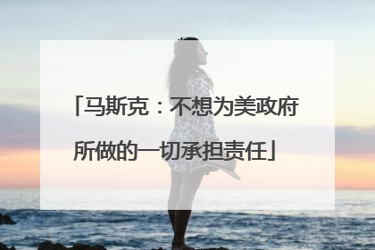 马斯克：不想为美政府所做的一切承担责任