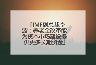 IMF副总裁李波：养老金改革能为资本市场建设提供更多长期资金